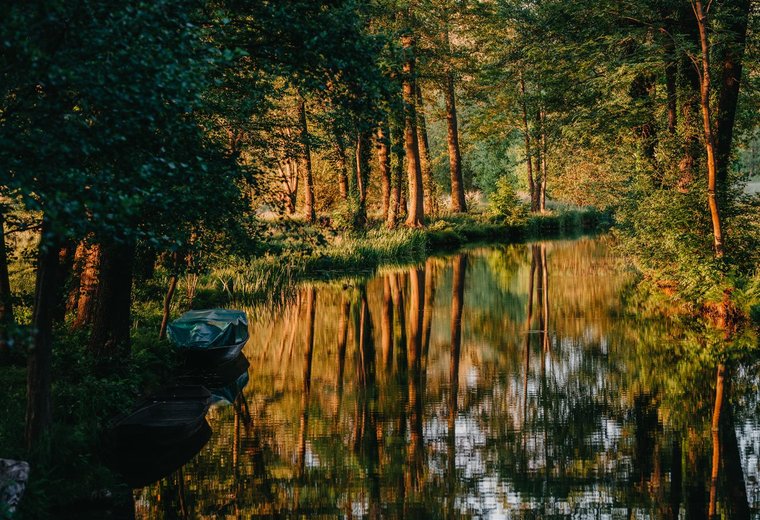 Spreewald Fließ herbstliche Farben